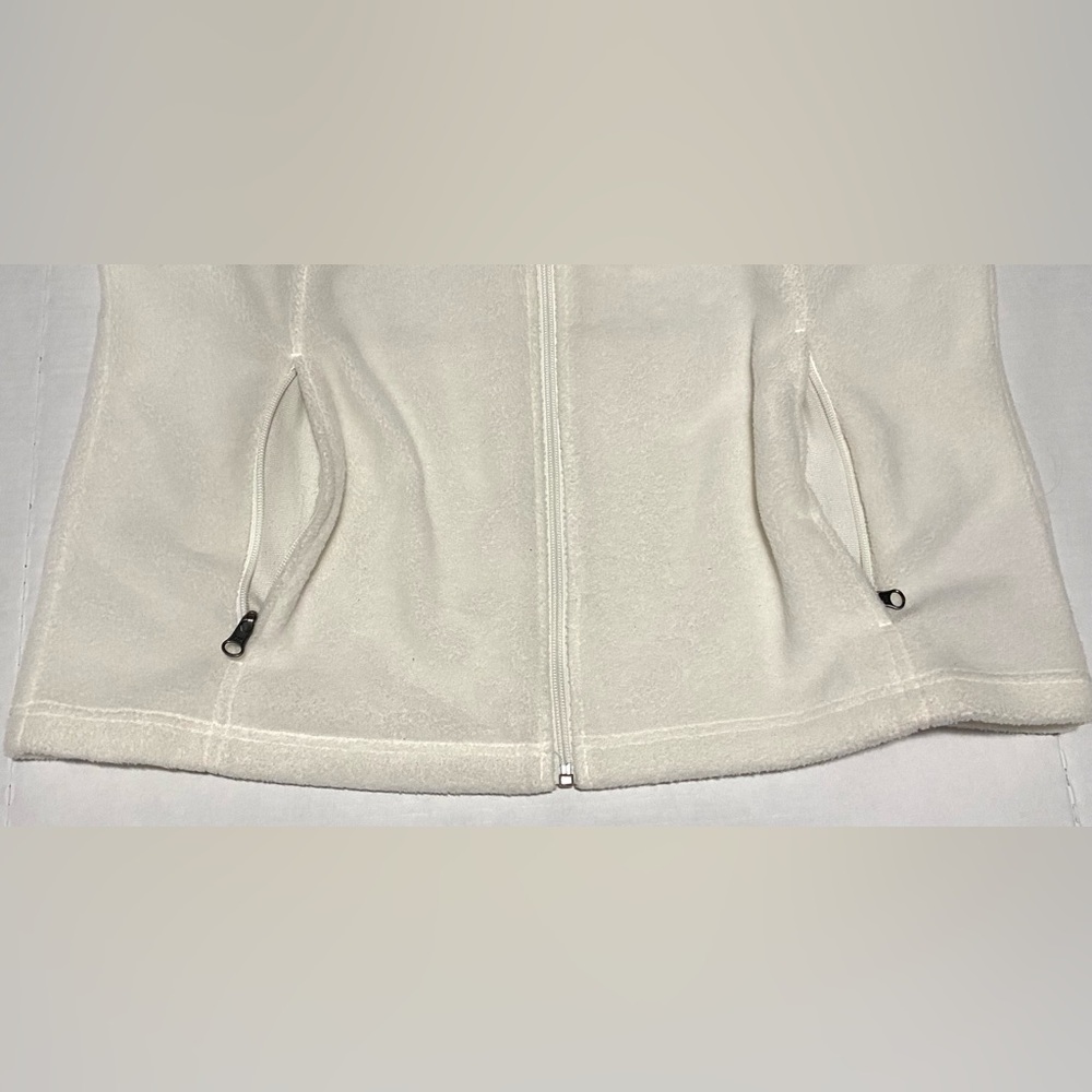 Columbia Womens XL Solid Cream Fleece Sleeveless Zip-Front Vest Classic Warm - Picture 13 of 13